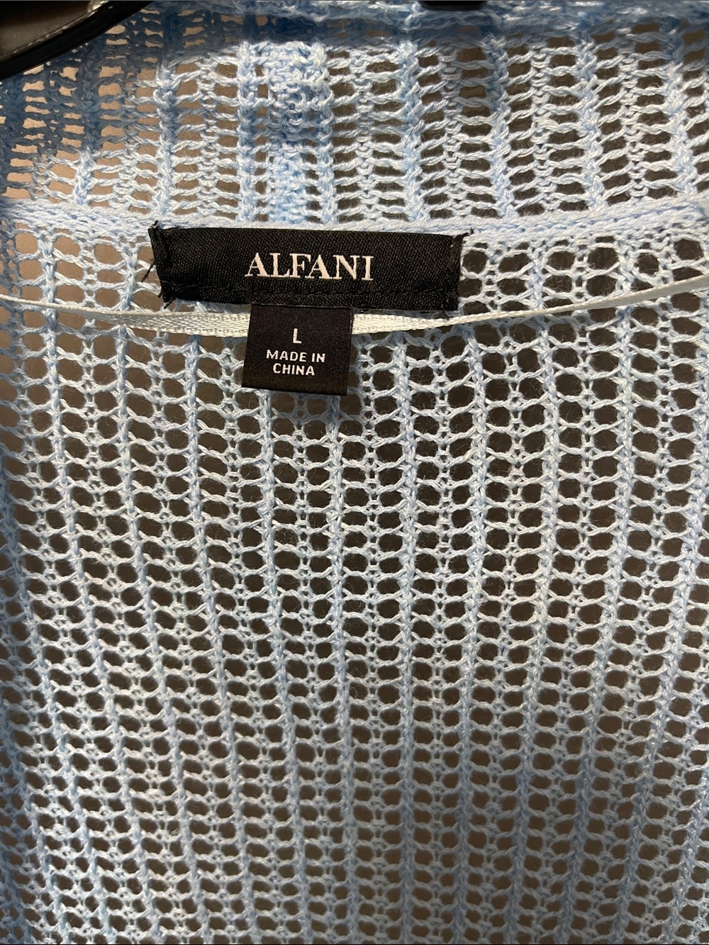 Alfani Pale Blue Open-Weave Cardigan - Picture 2 of 2